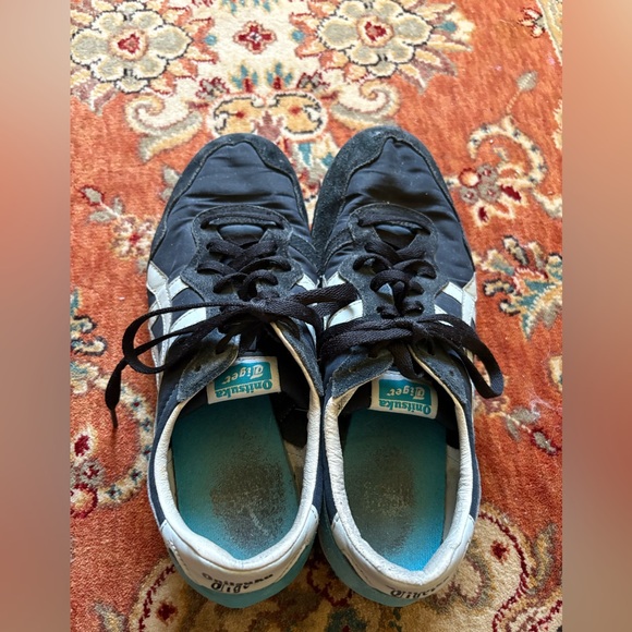 Retro Onitsuka Tiger ASICS black and turquoise sneakers size 8 1/2 Men Rare - Picture 4 of 5